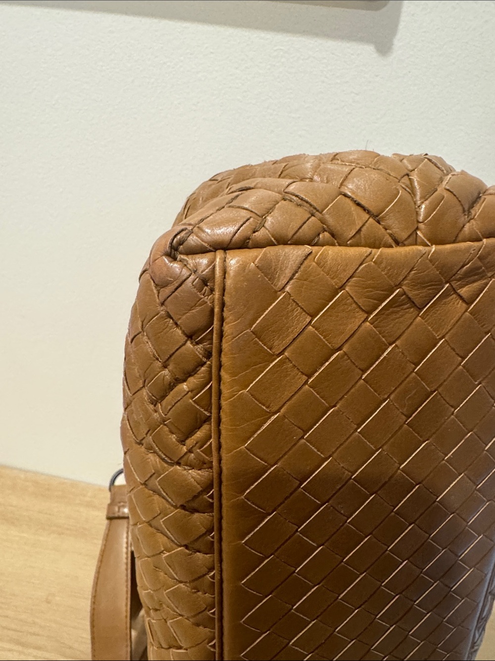 Bottega Veneta Leather Shoulder Tote in Cognac Brown dark gunmetal hardware - Picture 7 of 10